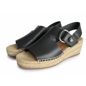 RAG & BONE black leather Arc Wedge peep toe espadrille sandals EU 37 US 7 NEW